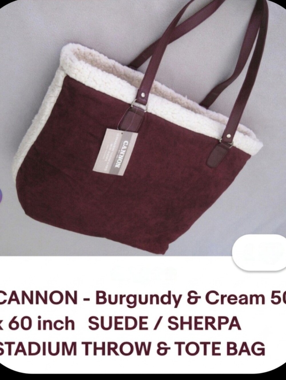 Canon Burgundy Tote with Cream Sherpa Trim
